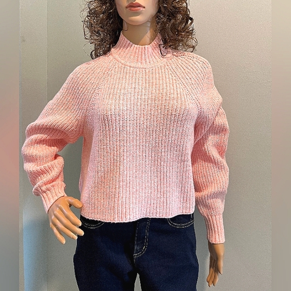 Club Monaco Pink Ribbed A Line‎ Mock Neck Sweater w/Raglan Sleeves New Wi…